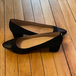 New Cole Haan The Go To Pump 45mm Black Suede/Black Croc